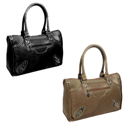 Bernardo Bossi Damen Henkeltasche schwarz beige Schlangen Haut