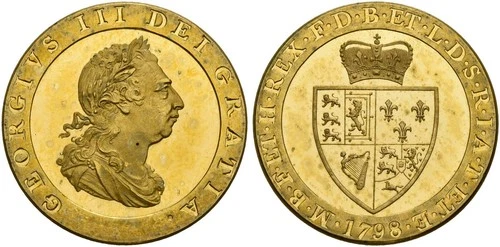 GREAT BRITAIN. George III 1798 Gilt CU Pattern Guinea. NGC PR64UCAM ESC-109