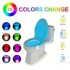 Toilet Night Light Motion Sensor LED 8 Color Changing Bathroom Bowl Lamp