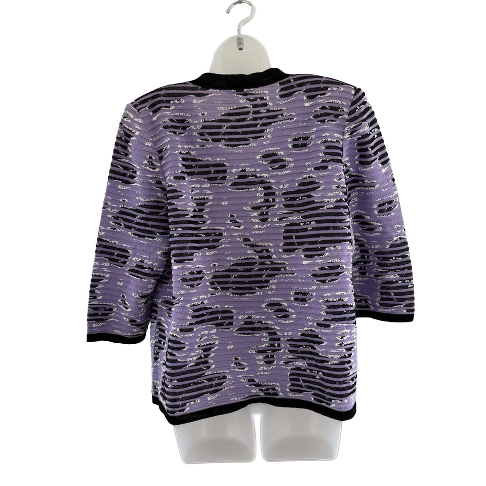 Cárdigan Suéter Stizzoli Mujer Etiqueta 52 Púrpura Texturizado Botón Hecho en Italia Foto 3 de 4