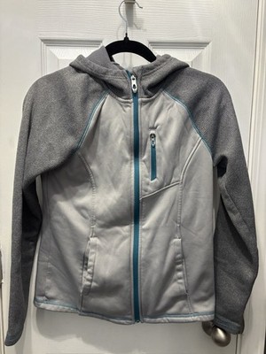 Spyder Women s Medium Gray Full Zip Hooded Jacket Performance Fleece Stretch