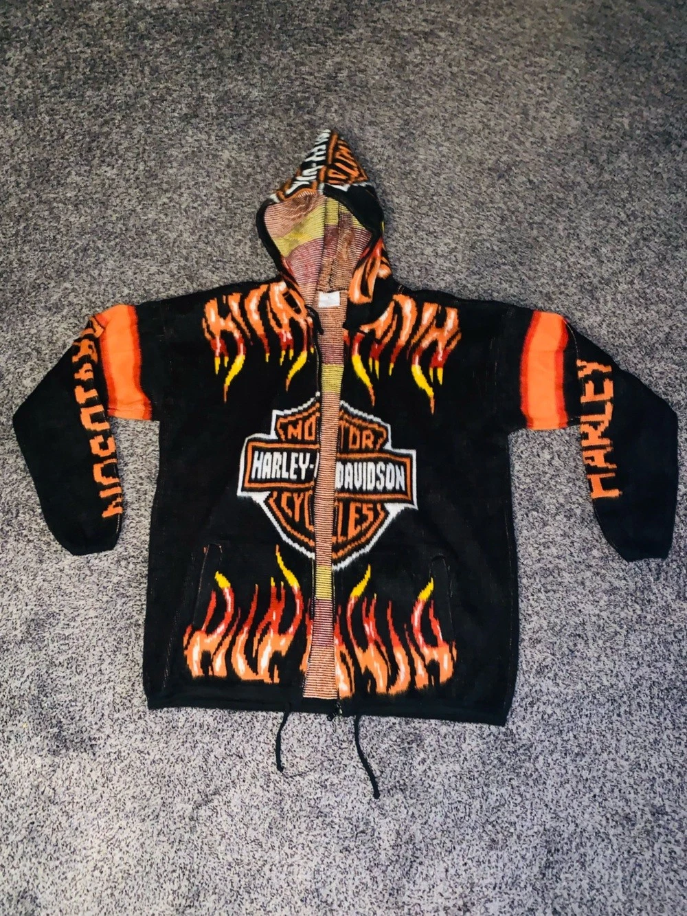 Reworked Vintage Harley Davidson Flame Hoodie/Jacket(Unisex,Never Worn Men’s image 3