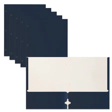 Better Office Products Two Pocket Portfolio Folders, 50-Pack, Navy Blue, Lett...