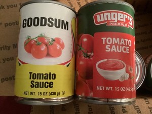 5 cans of assorted TOMATO SAUCE 15oz, BBD 2028+2029