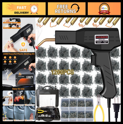 Plastic Welding Kit with 1200 Staples, Instant On/Off, Portable Toolbox for DIY
