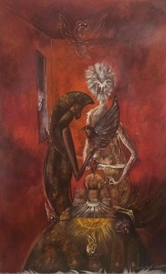 Leonora Carrington Signed Original Oil on Canvas Painting Lot Surreal Fantasy