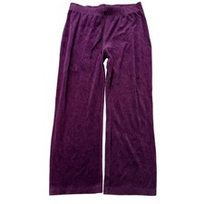 Vintage Juicy Couture Women's Plum Velour Flare Track Pant Loungewear Y2K Size L
