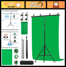 Portable Green Screen Backdrop Kit 6.5x5 Ft with Adjustable Stand Clips for St