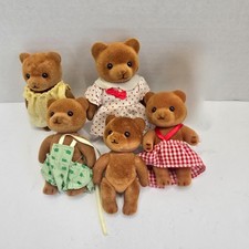 Vintage 1980s Applause Teddy Bear Story Flocked Bear Family Lot of 5