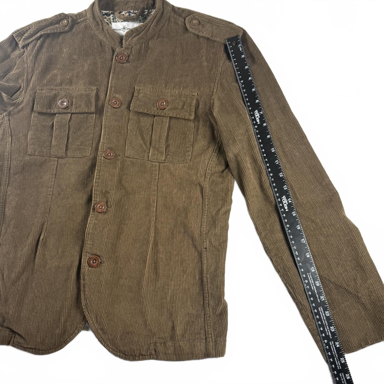 Madcap England Lennon Corduroy Military Jacket XL Brown Paisley Mod 60s Retro image 10