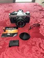 Canon AE-1 Program SLR Film Camera w/ FD 50mm f1.8 Lens, Battery, TESTED, CLEAN