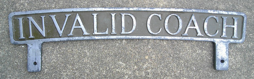 VINTAGE INVALID COACH FUNERAL HEARSE CAST ALUMINUM LICENSE TOPPER SIGN