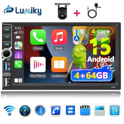 Doppel DIN 7 Zoll Android 15 4+64G Autoradio Carplay GPS NAVI RDS WIFI BT Kamera