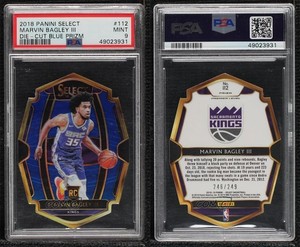 2018 Select Premier Level Blue Prizm /249 Marvin Bagley III PSA 9 MINT Rookie RC