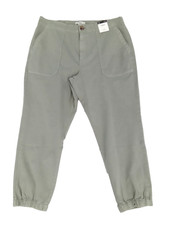 M&S Women's Trousers Size 6 Sage Slim Barrel Elastic Cuff Semi Elastic Waist New