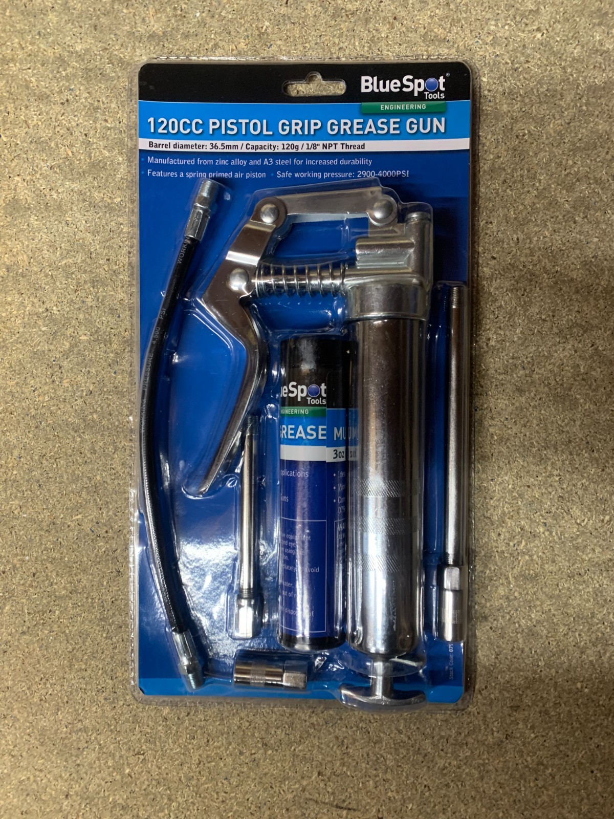 Manual Grease Gun Lever Pistol Grip 120cc Cartridge Type Flexible Hose 120g