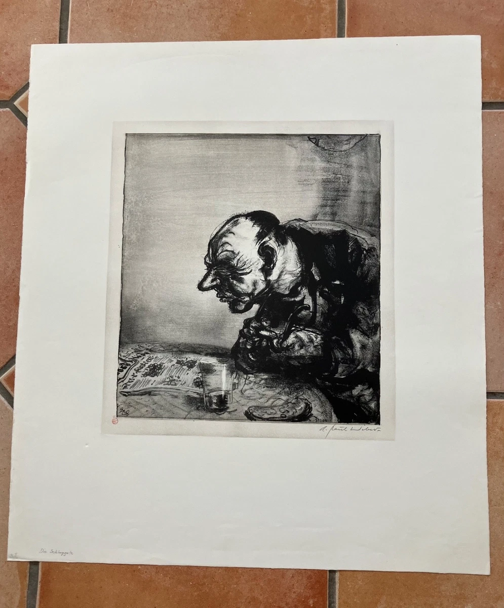 A. Paul Weber - Die Schlagzeile - Lithografie - handsigniert