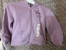 Cat Jack Girls' Dog Full Zip-Up Fleece Lavender Hoodie Sweatshirt XS 4/5