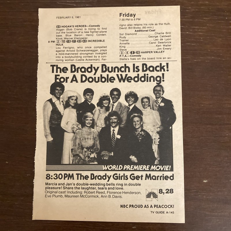 The Brady Girls Get Married Ad - From 1981 TV Guide - The Brady Bunch