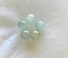 5 PERLES EN VERRE AVEC PAILLETES 8 MM GRIS VERDATRE-DORE - NEUF - PLV002C