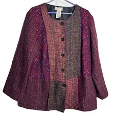 Vintage Style White Stag 16W Patchwork Jacket Purple Combo Made in India