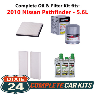 2010 Nissan Pathfinder 5.6L Complete Air, Oil & Cabin Filter Kit (5W-30)