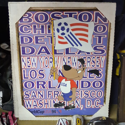 World Cup USA 94 Vintage Soccer Poster Mascot Host Cities Sports