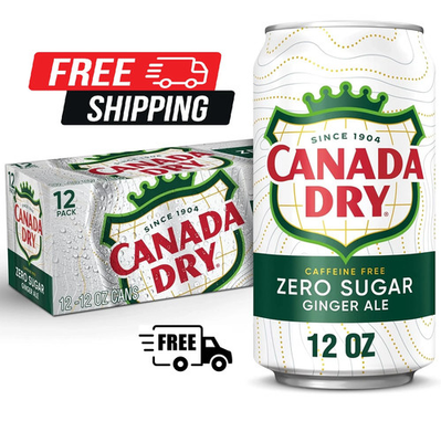 #ad Canada Dry Caffeine Free Zero Sugar Ginger Ale Soda Pop 12 fl oz 12 Pack Cans $5.69
