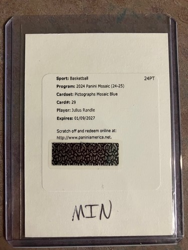 2024-25 Panini Mosaic Julius Randle Pictographs Mosaic Auto 29 UNUSED Redemption