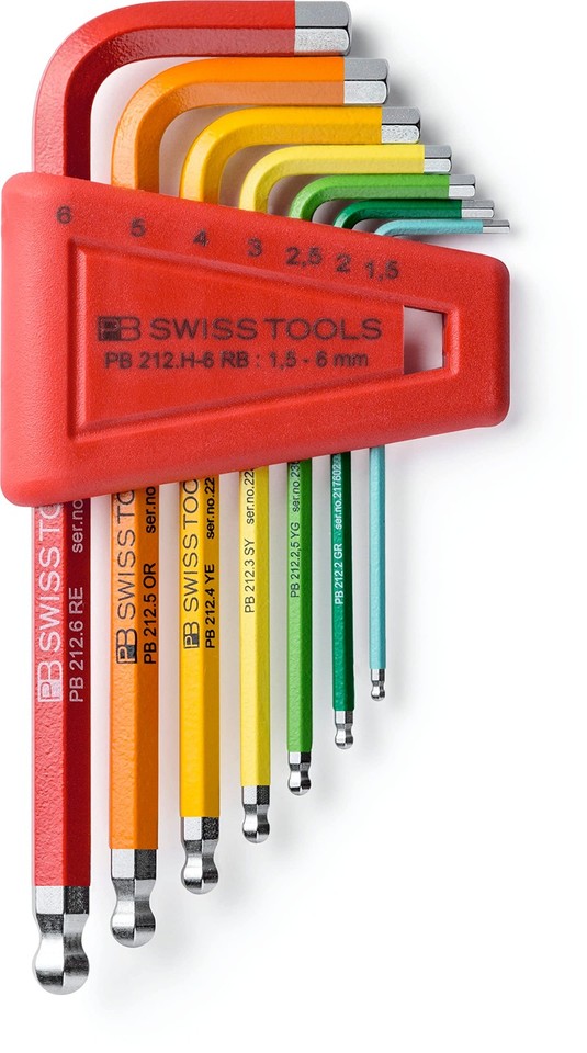 PB Swiss Tools Innensechskant-Set: 9-teilig, Rainbow-Farbcode, Swiss Made – Für Profis & Heimwerker!
