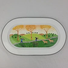 Villeroy & Boch Naif Oblong Dish Tray Sandwich Platter Serving 15" Laplau EUC