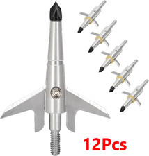 12Pcs Hunting Broadheads 100Grain Expandable Sharp 2 Blade Crossbow Arrows Tips