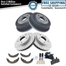 Front Rear Semi-Metallic Brake Pad Performance Rotor Drum & Shoe Kit for Ram