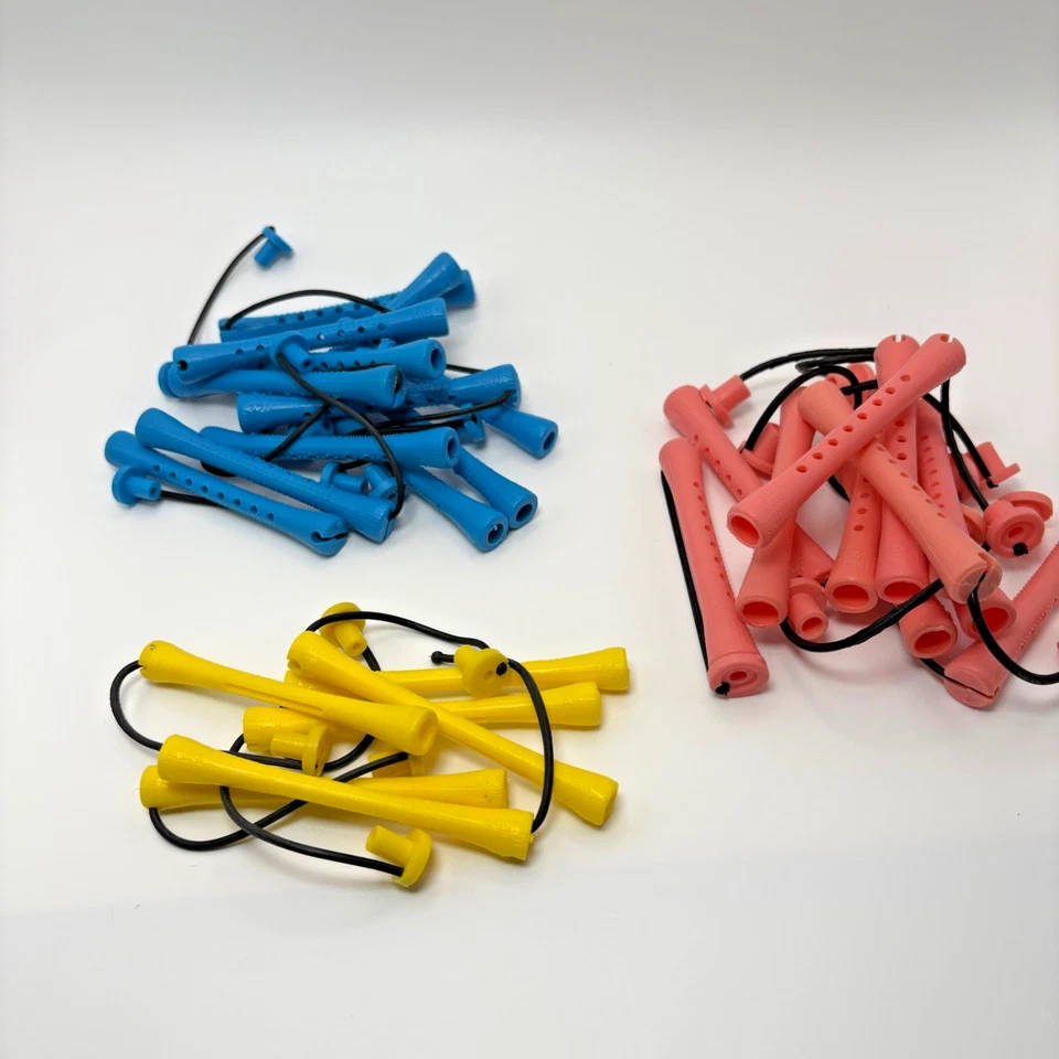 Suministros de rizadores de peinado antiguos de varillas permanentes amarillas, azules y rosas de colección de los años 80 Foto 2 de 4