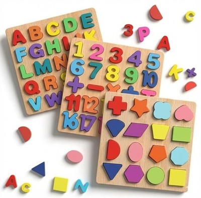 Wooden Learning Educational ABCD Puzzle Set Board for Kids Activity Toys Gift