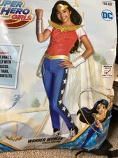 Rubies DC Super Hero Girls Wonder Woman Costume Child Sz Med 8-10 Wig Crown
