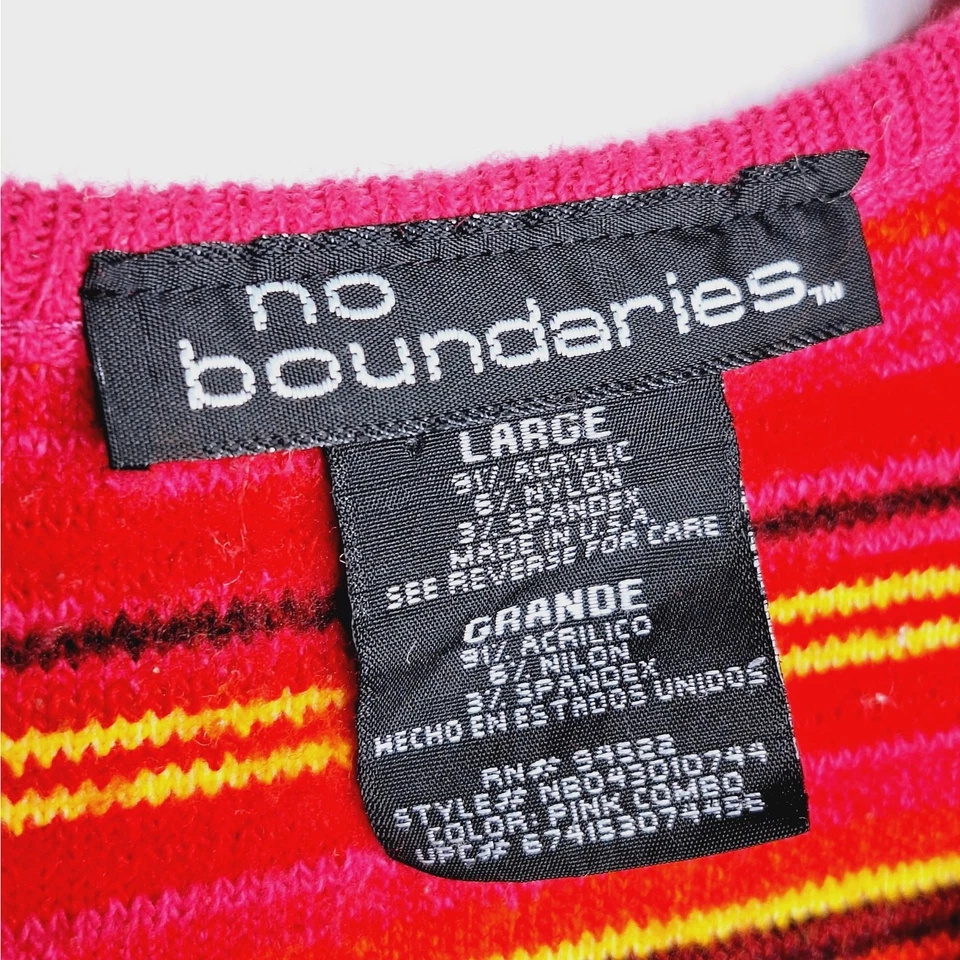 Suéter Vintage Años 90 Y2K Rayas Sin Límites Arco Iris Manga Larga Grunge Grande Foto 4 de 4