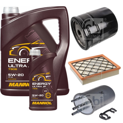 FEBI BILSTEIN Inspektionspaket 6L MANNOL Energy Ultra JP 5W-20 für Ford Mondeo