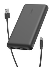Belkin Portable Charger, USB-C Power Bank 20000 mAh w/ 2 USB-A Ports, Black