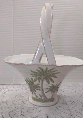 Heartfelt Kitchen Creations Palm Trees Tropical Ceramic Deco Basket Young's 2003