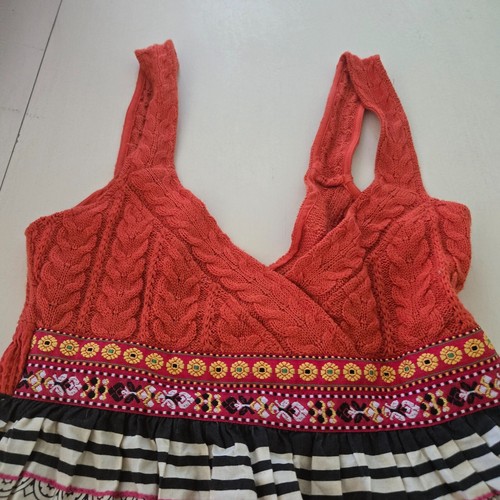 FREE PEOPLE ORANGE/YELLOW CROCHET NEEDLEPOINT WOOL DRESS WOMENS SIZE 6 SUNDRESS - Bild 5 von 13
