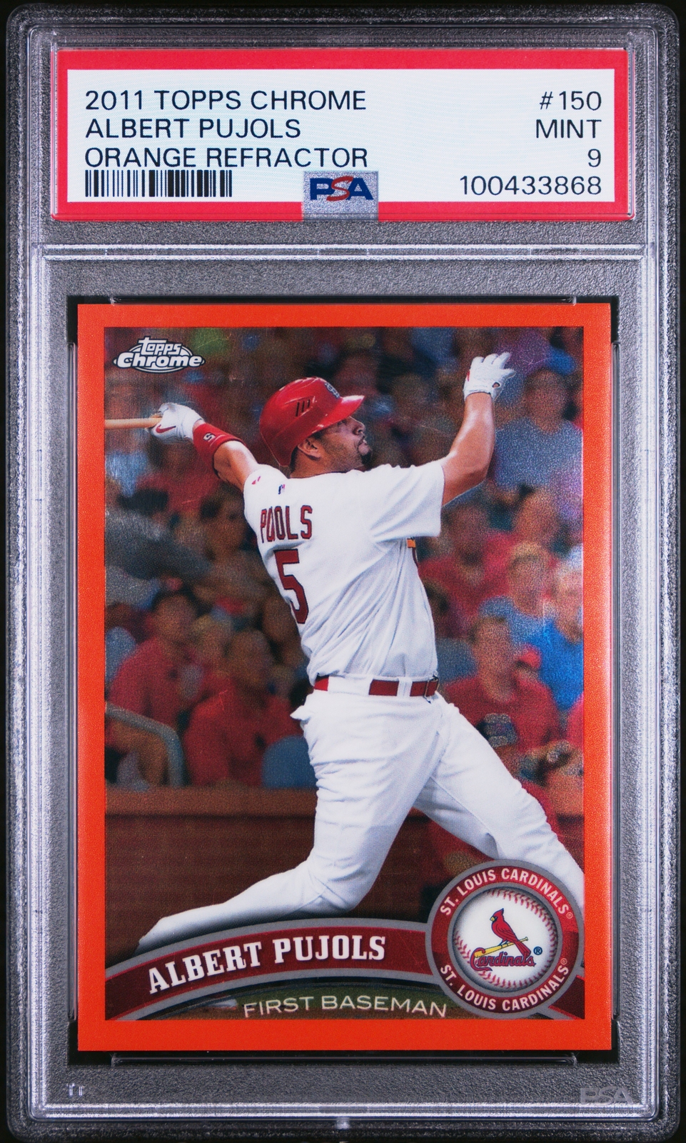 2011 TOPPS CHROME ORANGE REFRACTOR #150 ALBERT PUJOLS PSA 9