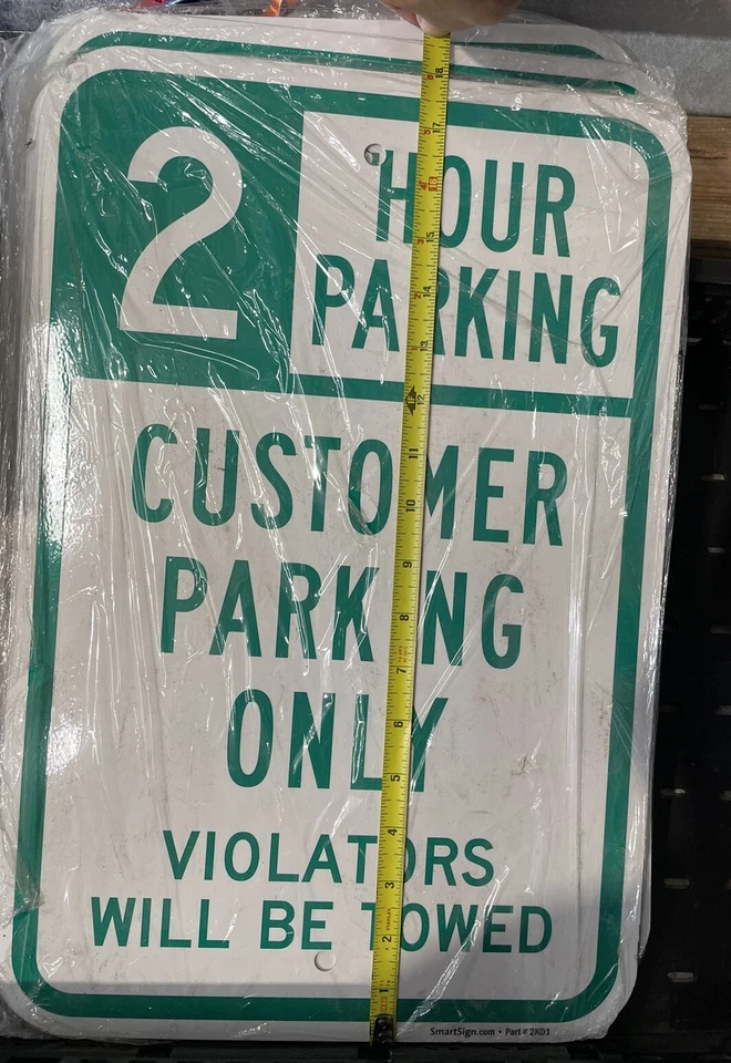 2 Hour Parking - Customer Parking Only Violator Heavy Gauge Metal Parking Sign - Image 3 of 4
