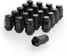 20PCS 1.4inch Black 1/2-20 Closed End Bulge Acorn Lug Nuts 19mm Hex Lug Nut