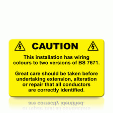 Large Caution Cable Colour Harmonisation - Harmonised Wiring Labels