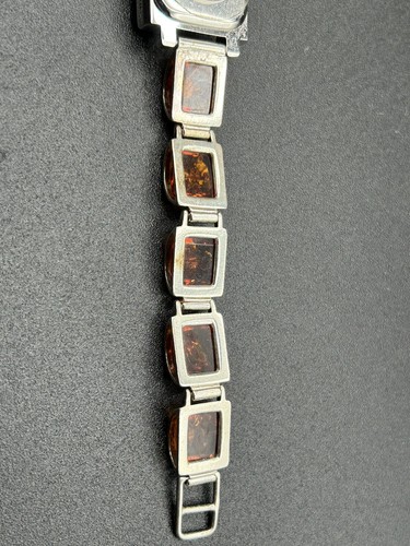 Vintage Time Master 925 Silver & Genuine Amber Quartz Watch - Picture 8 of 13
