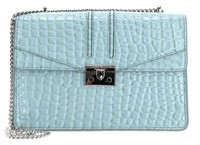 Seidenfelt Manufaktur Roros Big Abendtasche Tasche Croco Print Ice Blue Hellblau