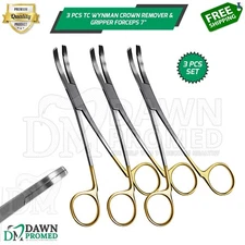3 Pcs T/C Wynman Crown Remover & Gripper Forceps 7" Dental Instruments German Gr