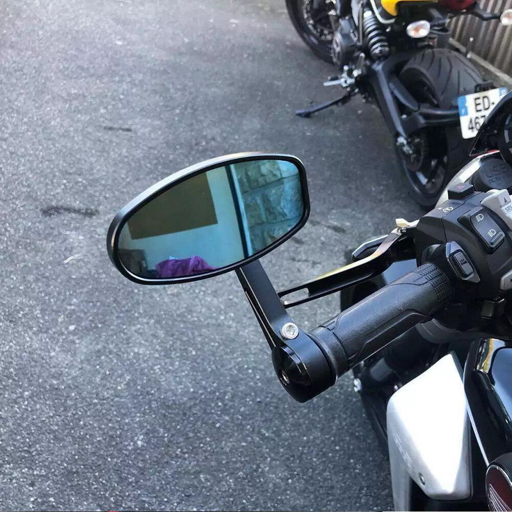 Black 7/8" Handlebar End Mirror Fits For Motorcycle Bike Scooter ATV UTV