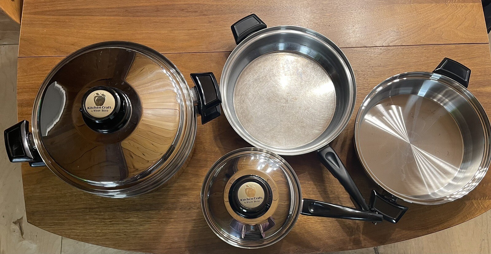 7 Piece Cookware Set Kitchen Craft West Bend 6 Qt W/ Steamer Stainless Waterless